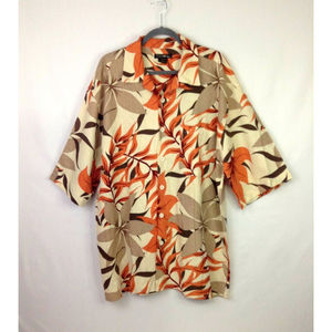 Shirt Trust USA Tropical Leaf Size 2XL Linen Rayon Blend